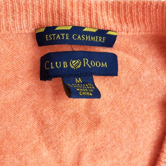 Men's Club Room Cashmere Peach Colored Sweater - Picture 4 of 4